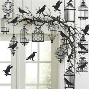 Halloween Crow Decoration Black Cage Garland for Black Crow Decoration Gothic
